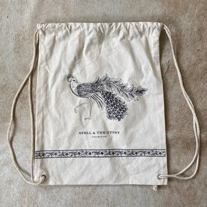 Spell & the Gypsy canvas peacock drawstring bag